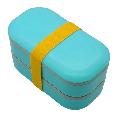 Kid Friendly Eco Plastic BPA Free Lunch Box with Cutlery in 2 Layer Storage Container