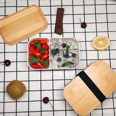 280g Microwave Safe Refrigerated One Layer Lunch Box with Bamboo Cover 1000ML Capacity