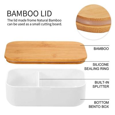 280g Microwave Safe Refrigerated One Layer Lunch Box with Bamboo Cover 1000ML Capacity