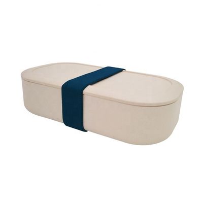 Single Layer Waterproof Plastic Lunch Box with Partition and Blue Bamboo Fiber Material