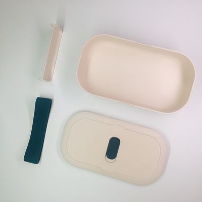 Single Layer Waterproof Plastic Lunch Box with Partition and Blue Bamboo Fiber Material
