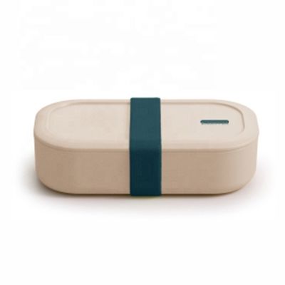 Single Layer Waterproof Plastic Lunch Box with Partition and Blue Bamboo Fiber Material