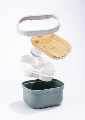 Microwavable 2 in 1  Food Grade Square Salad Bowl with Inner Tray and Sauce Jar