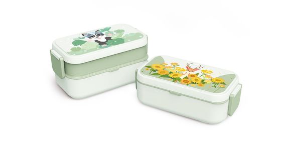 Bamboo Fiber Double Layers Nestable Eco Friendly Adult Lunch Box Gift Set